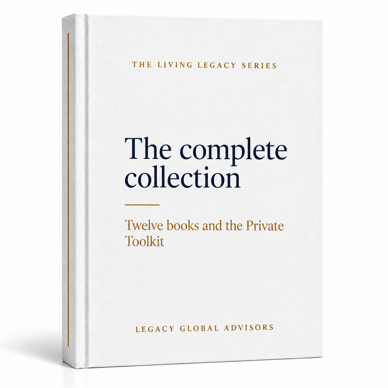 Twelve books and a 55-tool Private Toolkit on ownership, governance, tax, succession and exit for founders and families. Sold as the complete collection.